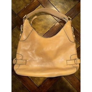 VINTAGE MICHAEL KORS SHOULDER SHOPPER HOBO BAG BROWN LEATHER‎ GOLD ZIPPED